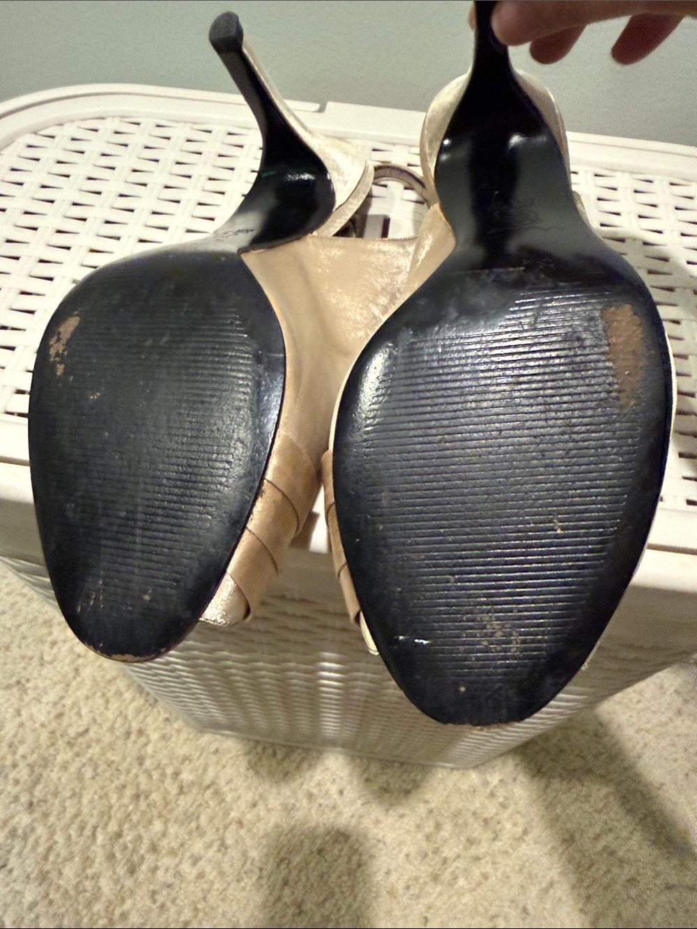 Nina Champagne Satin Slingback Heels with Crystal Accent - Picture 4 of 5